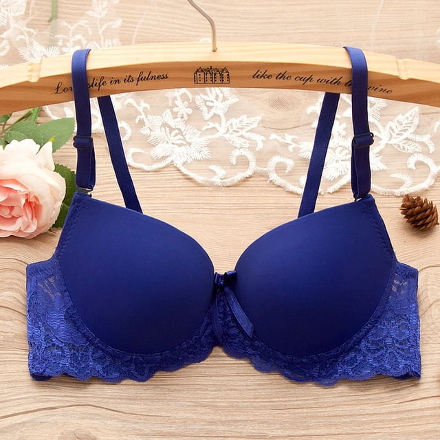 Sujetador push up de mujer, fino y mediano, de color liso, sexy, de encaje brillante