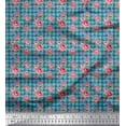 thumbnail image 1 of Soimoi Rayon Fabric Check,Leaves & Peony Floral Decor Fabric Printed Yard 56 Inch Wide, 1 of 1