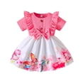 thumbnail image 1 of Robe d'Été à Fleurs pour Bébés Filles Robe Décontractée à Manches Courtes avec Ourlet à Volants, 1 of 8