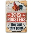 thumbnail image 1 of Metal Sign - No Roosters Beyond This Point - Durable Metal Sign - Use Indoor/Outdoor - Funny She Shed Decor and Girl Bathroom Sign (12" x 18"), 1 of 5