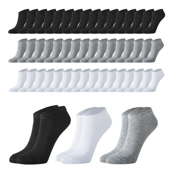 Usavemo 60 Pairs Ankle Socks Low Cut Ankle Socks Breathable Casual Socks Bulk Pack for Men Women Unisex Size 9-11