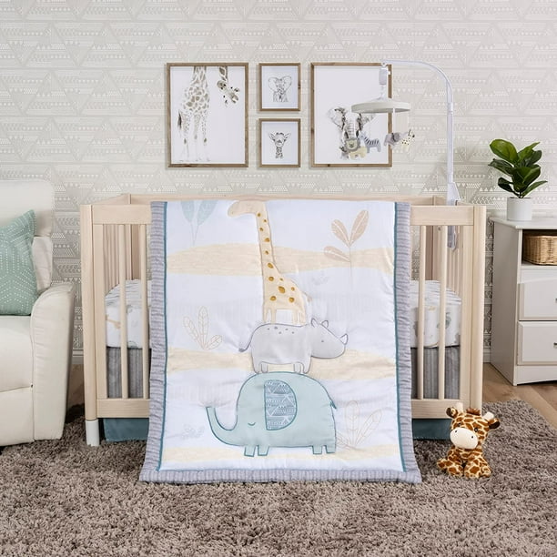 Sammy & Lou Sweet Forest Friends 4Piece Baby Nursery Crib Bedding Set, Includes Quilt, Fitted