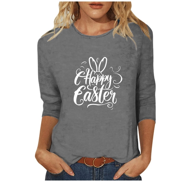Mujeres 3/4 Manga Tops Impresión Casual Cuello Redondo Camiseta Top Blusa, Poliéster Toda la Temporada