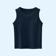 thumbnail image 2 of Kids Girls Boys Vests Solid Clothes 2-14 Years Summer Cotton Underwear Sleeveless Cami Crop Tank Tops Navy 3-4 Years, 2 of 4