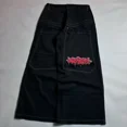 thumbnail image 5 of Pantalones vaqueros holgados de pierna ancha estilo hip hop Y2K, ropa de baño, pantalones vaqueros de cintura alta estilo punk para baile callejero, pantalones negros con bolsillos grandes para hombre, 5 of 5