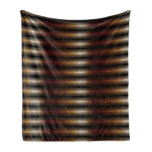 Abstract Soft Flannel Fleece Throw Blanket, Continuing Dotted Digital Pattern Stripes and Circles, Cozy Plush for Indoor and Outdoor Use, 50" x 60", Grey Multicolor, by Ambesonne