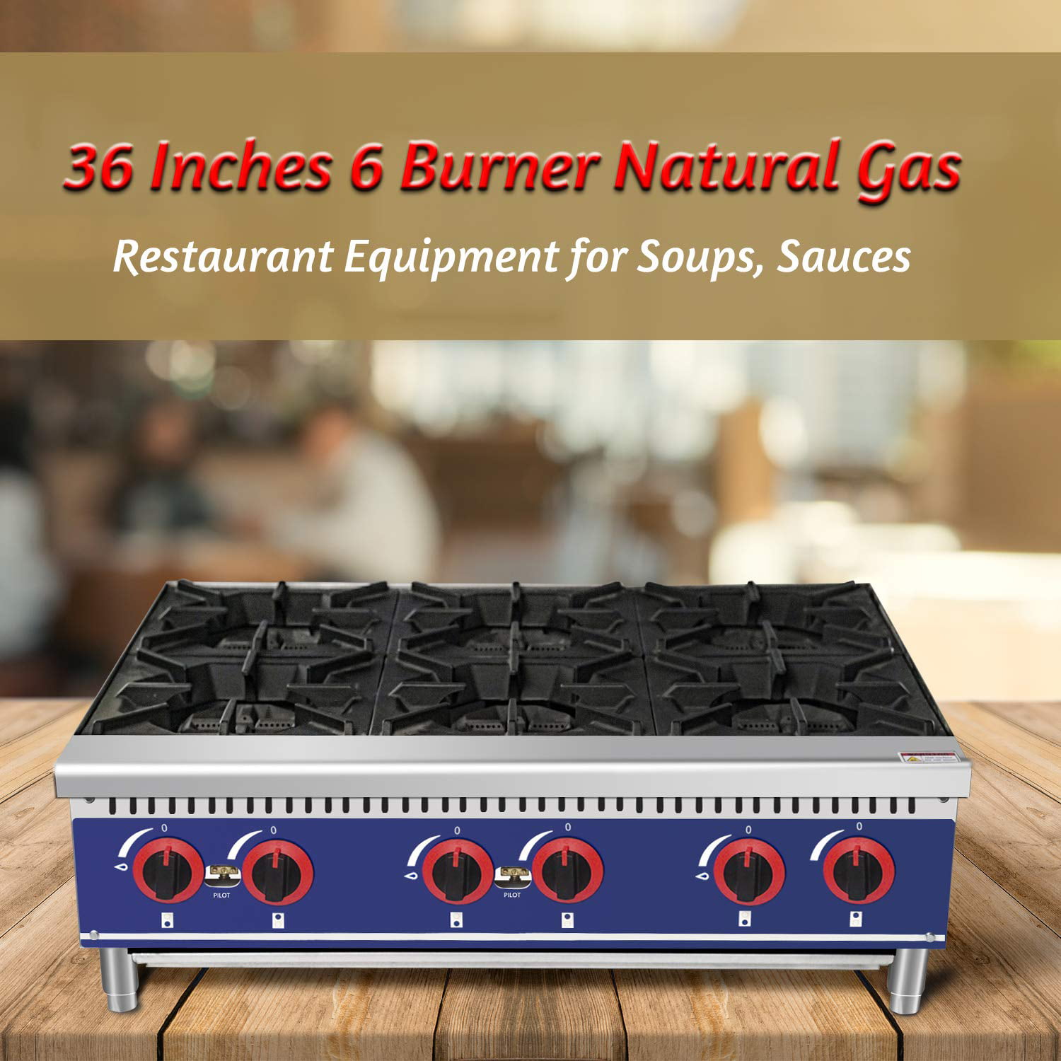 KITMA 12 Inches 2 Burner Natural Gas Range Sauces Commercial Countertop Hot Plate Restaurant Equipment for Soups 
