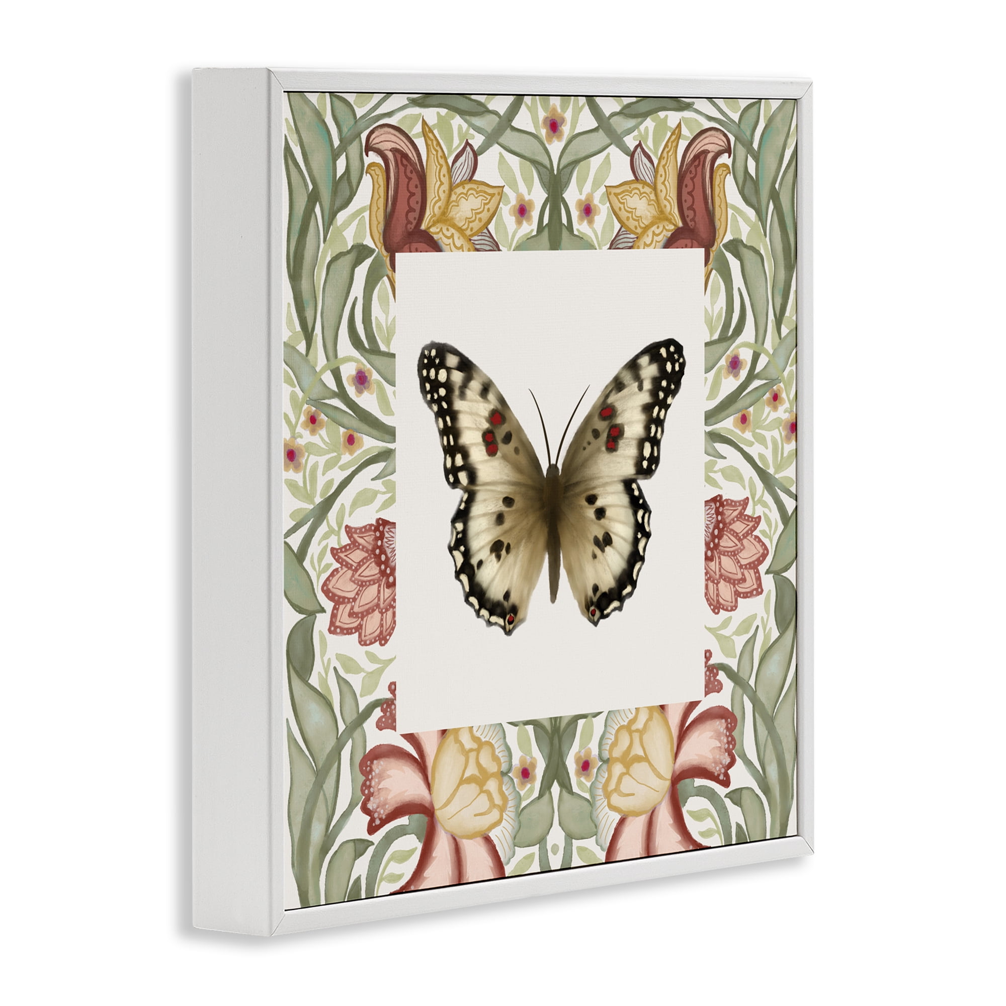 Stupell Industries Warm Toned Baroque Butterfly White Framed Giclee Art, design by Elizabeth Medley