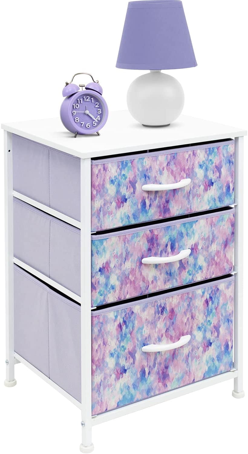 Sorbus: Storage Organizer with 3 Drawers, Steel Frame, Wood Top, Tie-Dye