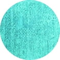 thumbnail image 1 of Ahgly Company Indoor Round Abstract Turquoise Blue Contemporary Area Rugs, 7' Round, 1 of 4