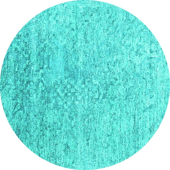 Ahgly Company Indoor Round Abstract Turquoise Blue Contemporary Area Rugs, 7' Round