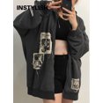 thumbnail image 4 of Sudadera con capucha de punto de parche Vintage para mujer, ropa de calle de estilo coreano Harajuku Y2K, ropa de calle Grunge, chaqueta de gran tamaño, Tops de otoño, 4 of 5