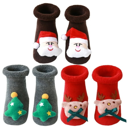 

HEMOTON 3 Pairs Exquisite Floor Socks Xmas Stockings Christmas Socks Winter Stockings