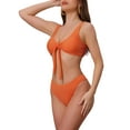 thumbnail image 4 of Women's Lace Up Decoration Push Up Bikini Sets 2 Piece Wide Strap Top Triangle Bottom Swimwear Bathing Suits 2 Sets X-Small Yellow, Orange, 4 of 5