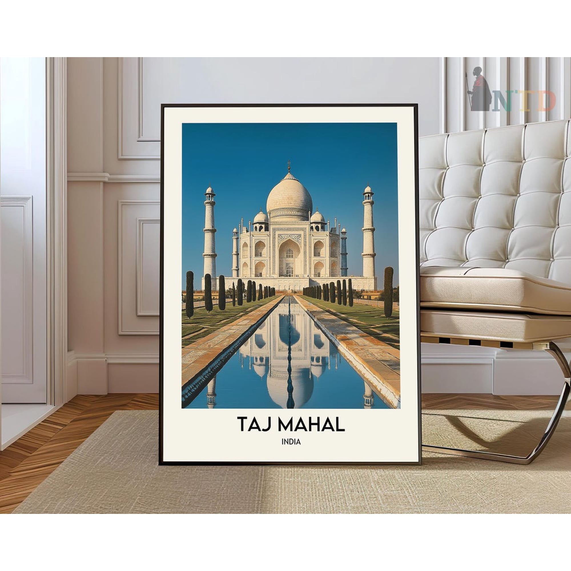 Taj Mahal Travel Poster, Romantic India Landmark And Cultural Decor