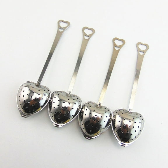 Melantax 10pcs Tea Strainer Long Handle Stainless Steel Mesh Heart Shape Tea Strainer Tea Filter Spoon