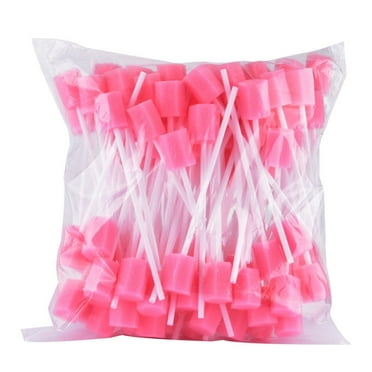 UKCOCO-100pcs Disposable Oral Care Sponge Swab Tooth Cleaning Mouth Swabs (Pink)