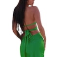 thumbnail image 3 of VISgogo Vestido de cuello halter para mujer, plisado en el pecho, sin espalda, color sólido, sin mangas, con recorte en la cintura VISgogo moda, 3 of 6