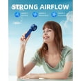 thumbnail image 2 of Portable Handheld Fan,Mini Portable Fan, 2000mAh Rechargeable USB Fan, 3 Speed Personal Small Desk Fan,Strong Airflow,Super Quiet, Pocket Fan with Carabiner for Girl Women Home Outdoor Indoor -Blue, 2 of 6
