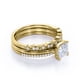 thumbnail image 3 of JeenMata Anillo de Compromiso Solitario de 2,5 Quilates con Corte Princesa, Engaste Pavé de 4 Puntas, Filigrana Art Déco Milgrain, Conjunto de Boda en Trío, Baño de Oro Amarillo de 18 K sobre Plata, 3 of 6