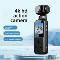 K1 4K WiFi Action Camera, 2.0" Screen Ultra HD Pocket Sports Cam, 270° Rotatable Lens, Waterproof Case, 1000mAh For Vlogging, Cycling, Handheld Adventure​,5K,16G