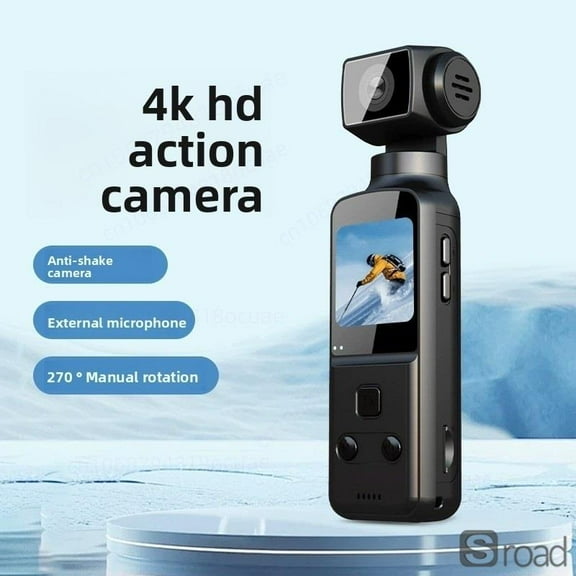 K1 4K WiFi Action Camera, 2.0" Screen Ultra HD Pocket Sports Cam, 270° Rotatable Lens, Waterproof Case, 1000mAh For Vlogging, Cycling, Handheld Adventure​,4K,NO CARD