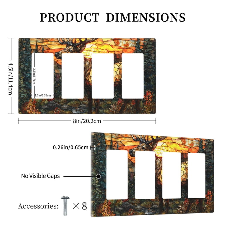 4-Gang with Screws Switch Wall Plate, Receptacle Cover, Elk Stained ...