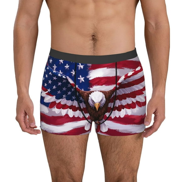 Lsque USA Aigle avec Motif Ailes Évasées Boxeur-Briefs pour Hommes avec Poche de Soutien Totale, X-Temp Rafraîchissant, sous-Vêtements Anti-Humidité, Régulier, Jambes Longues et Trunk-Grand