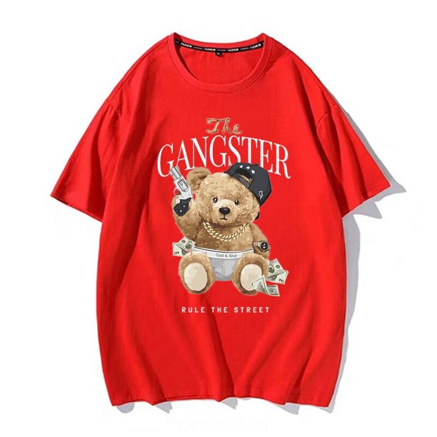 Camiseta de manga corta con estampado de oso de dibujos animados para hombre y mujer, Top de algodón de alta calidad, ropa de moda de gran tamaño, Envío Gratis xuanjing unisex