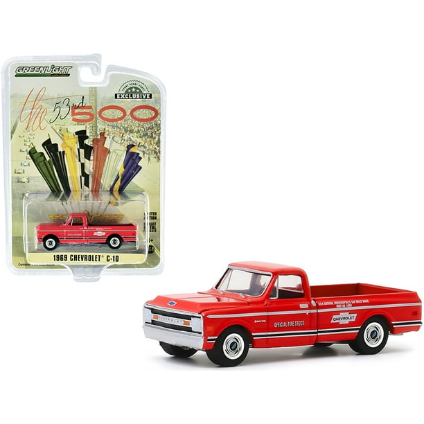 Greenlight 1969 Chevrolet C 10 Fire Pickup Truck Red 53rd Annual Indianapolis 500 Mile Race Official Fire Truck Hobby Exclusive 0 16 4 Diecast Model Car Walmart Com Walmart Com
