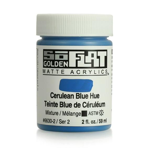 Golden SoFlat Matte Acrylic, 2 oz. Jar, Cerulean Blue Hue