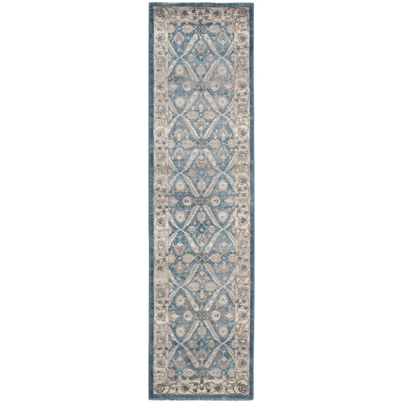 SAFAVIEH Sofia Jerrod Floral Bordered Runner Rug, Blue/Beige, 2'2" x 12'