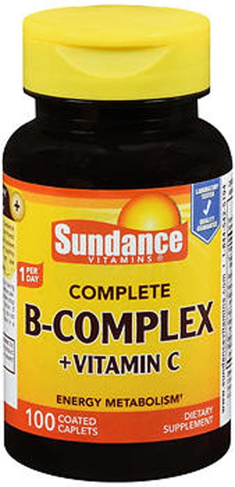 Sundance Vitamins Complete B-Complex + Vitamin C Caplets, 100 Count