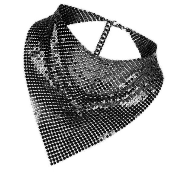 Necvior Punk Neck Scarf for All Age Shimmering Music Festival Neckerchief Fashion Metallic Necktie Women Girl Party Bandanas