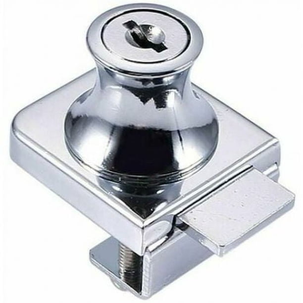 Cerradura para puerta de vidrio, cerradura de acero cromado, cerradura para puerta de vidrio, cerradura para puerta de vidrio, cerradura para vitrina, broca de 5-8 mm con 2 llaves