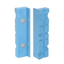 Uxcell Magnetic Vise Jaws 4 Inch Magnet U-Grooves Soft Bench Jaw Pads Covers, Blue