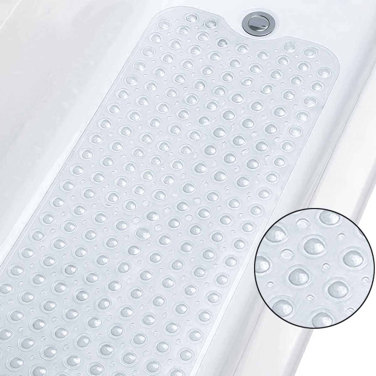 HKEEY Bath Tub Mat,40' x 16' Bathroom Shower Mats,Extra Long Anti Slip Shower Mat with Drain Holes&Machine Washable to Keep Floor Clean,Soft on Feet Bath Tub Mat