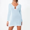 thumbnail image 2 of Vestido de playa de manga larga con detalle de anillos para mujer - Diseño con lazo en la espalda - Prenda sexy para el verano - Tejido transpirable, 2 of 4