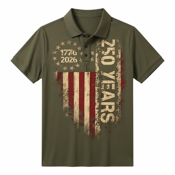 RMGVDSD Men's Polo Shirts 4th Of July Polo Shirts For Men 250 Years America Anniversary Flag Shirt Patriotic Independence Day Fashion Tops Classic T-Shirts
