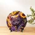 thumbnail image 6 of Daiia Sunshine Cute Cat Sunflower Printed Pattern Ceramic Plate Dinner Plates Bone China Decorative Plates with Display Stand Art Ceramic Ornaments for Wall Hanging Decoration-7in, 6 of 6