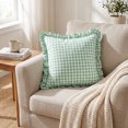 thumbnail image 4 of Leodye 1PCS Plaid Throw Pillow Cover, Checkered Cushion Case with Fringe for Sofa, Couch and Bed Home Interior Decoration -17.7*17.7IN, 4 of 7