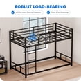thumbnail image 2 of Kdymod Twin Bunk Beds Twin over Twin Low Metal Bunk Bed with Safety Guard Rails & Ladder Floor Bunk Frame Bunkbeds for Teens Dorm Small Spaces Guest Room, Black, 2 of 12