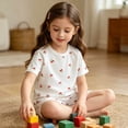 thumbnail image 4 of Lumosvexa Kids Girls Sleepwear Outfits Cotton Short Sleeve and Elastic Waist Shorts Summer Comfort Home Sets 2 Piece White Size 3-6M, 4 of 8