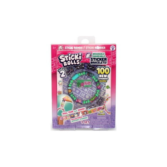 Sticki Rolls Sticki Bands - Wearable & Shareable Sticker Bracelet -100 Mini Stickers - 5 Mystery Sticki Rolls - 1000  Stickers to Discover