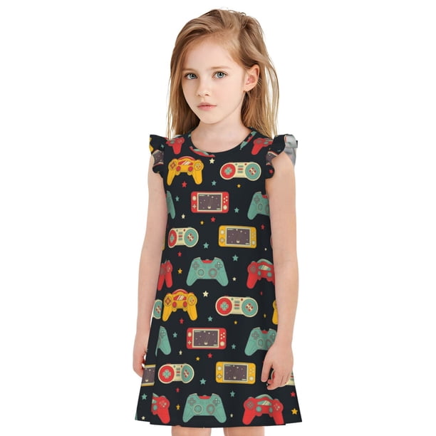 Balery Retro Video Game Camisón de princesa para niñas, pijama de algodón con mangas abullonadas, suave y bonito.-XX-Large