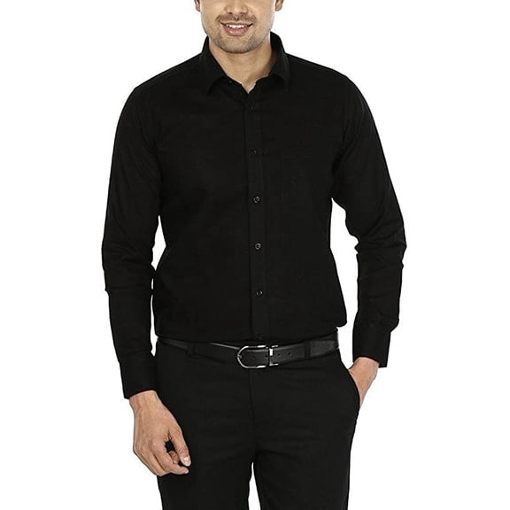 Royal Kurta Men's Cotton Blend Formal Shirt (40, Black)