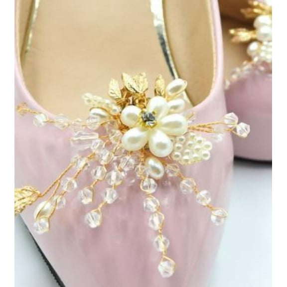 WHAMVOX 1 Pair Elegant Bridal Shoe Clips Removable Flower Buckles For High Heels Diy Rhinestone Shoe Decorations Fashionable High Heel Accessories