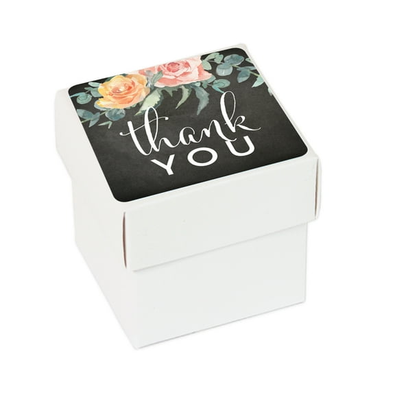 Peach Chalkboard Floral Garden Party Wedding Collection, Favor Box DIY Party Favors Kit, Thank You, 20-Pack
