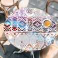 thumbnail image 3 of Colorful Southwestern Fitted Tablecloth with Elastic Edged, Round Table Cloth for Dining Table, Modern Geometric Abstract Art Waterproof Oil Proof Table Cover for Indoor Outdoor 36"-44", 3 of 9