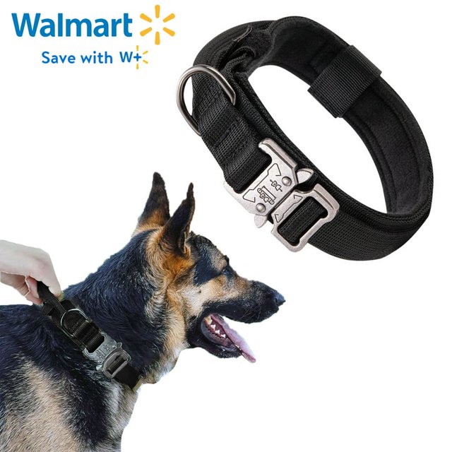 HLONK Pet Tactical Dog Collar Adjustable Military Training Nylon Dog Collar for Small Medium Large